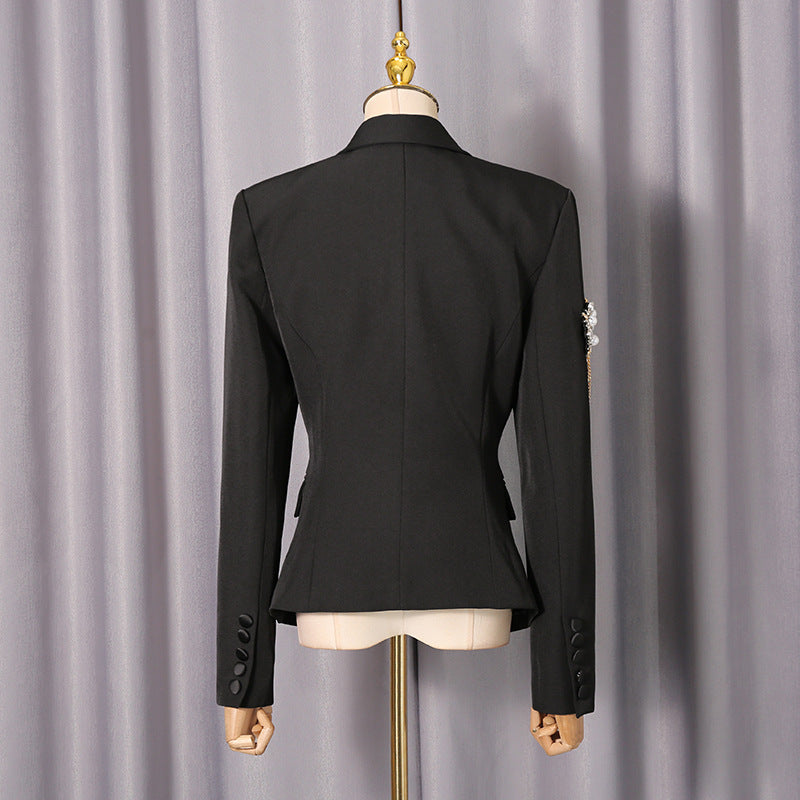 Diamond studded slim fit suit jacket for women