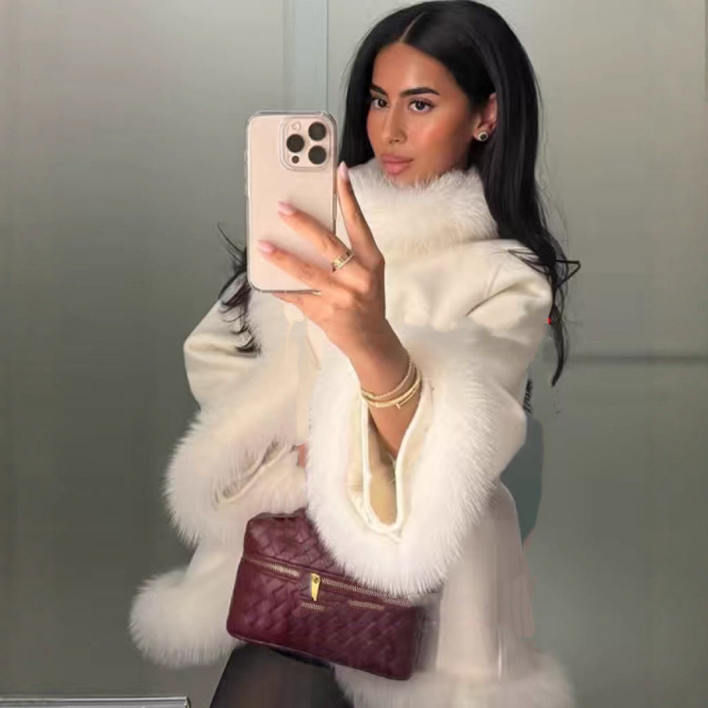 Mao Mao patchwork woolen coat jacket