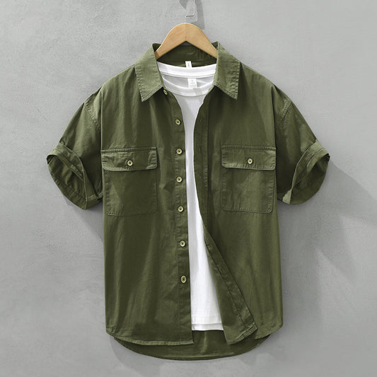 Solid Color Casual Short-sleeved Shirt