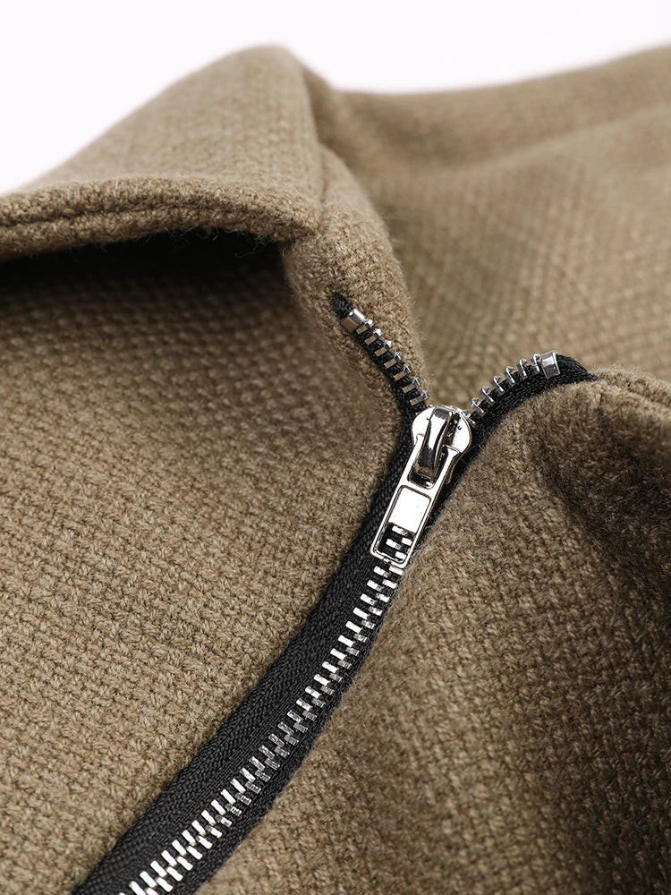 Color-block Irregular Plaid Big Size Woolen Coat Parkas New Lapel Long Sleeve Women Fashion Autumn Winter