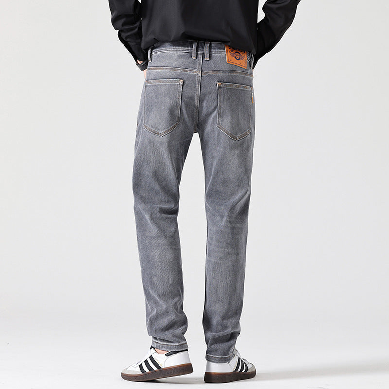 Classic Light Luxury Fit Slimming Retro Jeans Gray