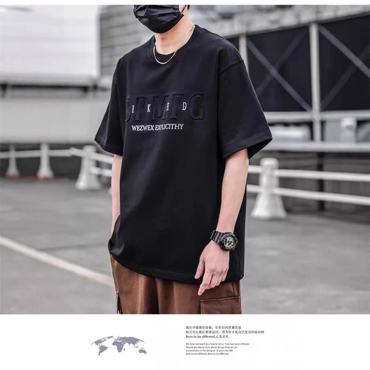 Short Sleeve Men's Simple Printed Top